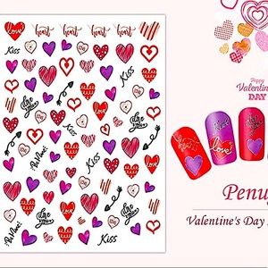 💌BO/GO$6 Valentine’s Day Nail Sticker Decals hearts love wedding